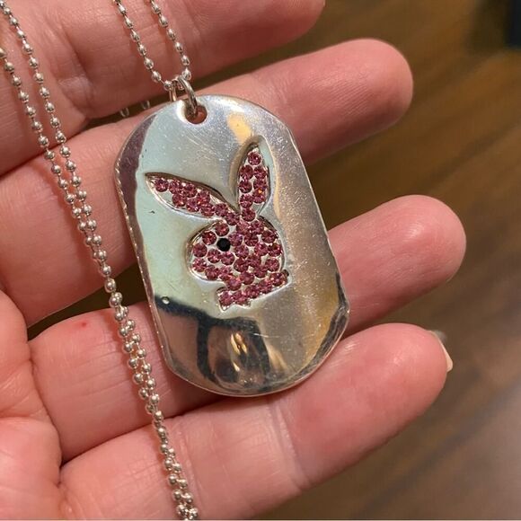 Playboy Bunny Pink Crystal Name Tag Fashion Necklace 2006-2007 Y2K - Picture 7 of 7
